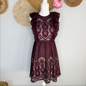 Parker | Ruffle Sleeve Lace Dress Fit & Flare